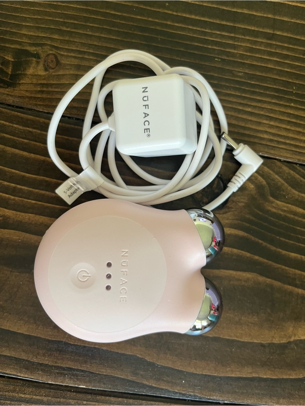 NuFace Mini+ Facial Toning Device in Blush Pink and Chrome